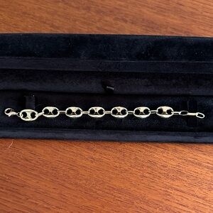 Vintage 14k gold puff mariner bracelet
